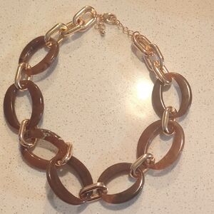 Chic Gold and Brown Link Necklace Chilunky
